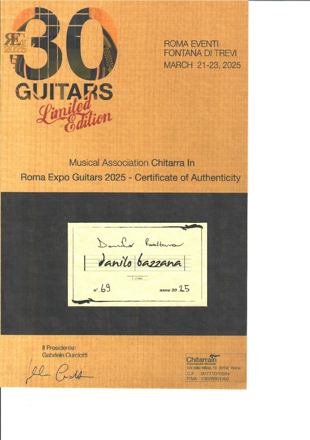 Danilo Bazzana - 2025 No. 69 - REG 2025 Limited Edition
