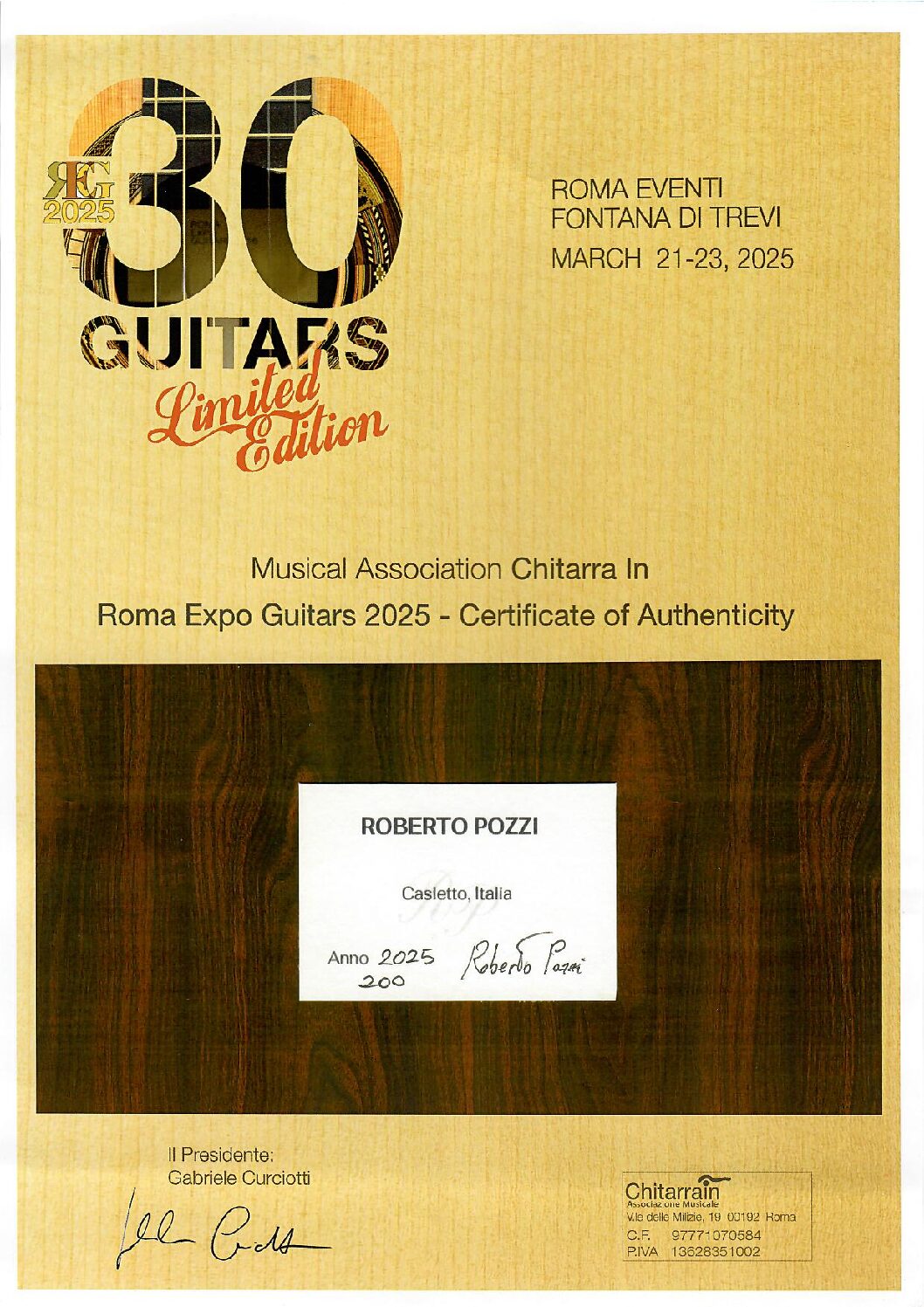 Roberto Pozzi - 2025 No. 200 - REG 2025 Limited Edition