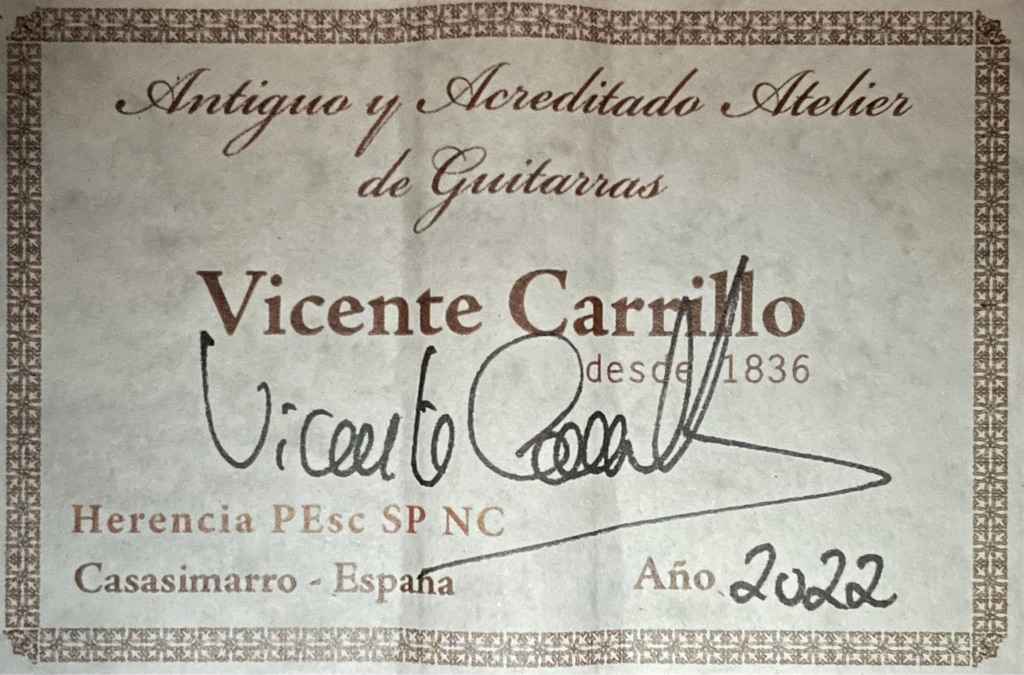 Vicente Carrillo – 2022 "Herencia Especial Palo Escrito"