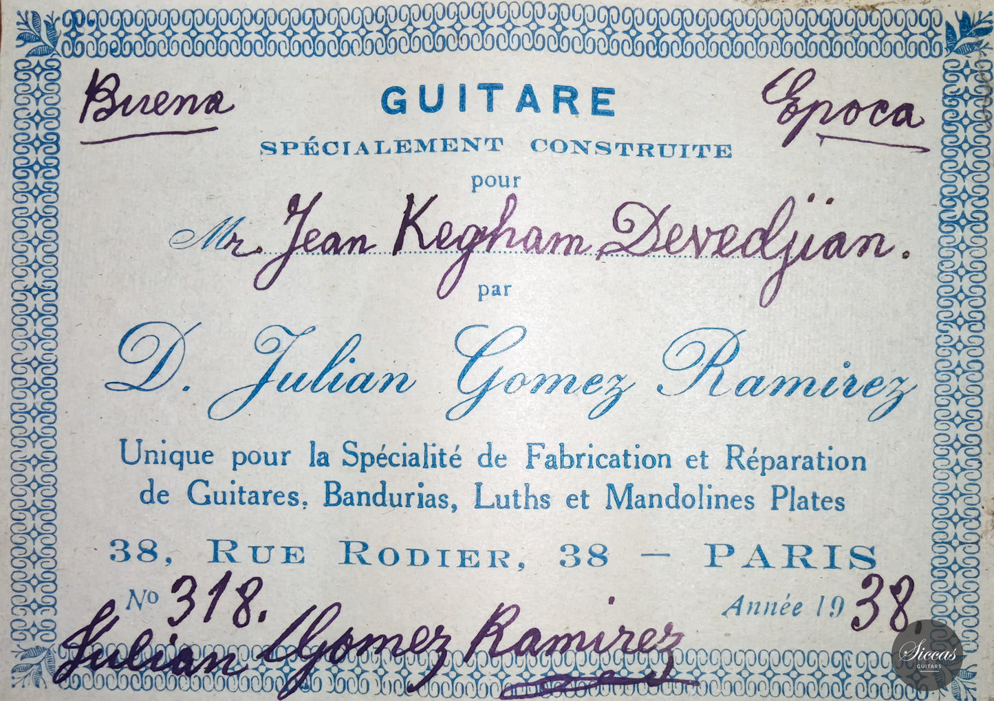 Julian Gomez Ramirez - 1938 "Buena Epoca" No. 318