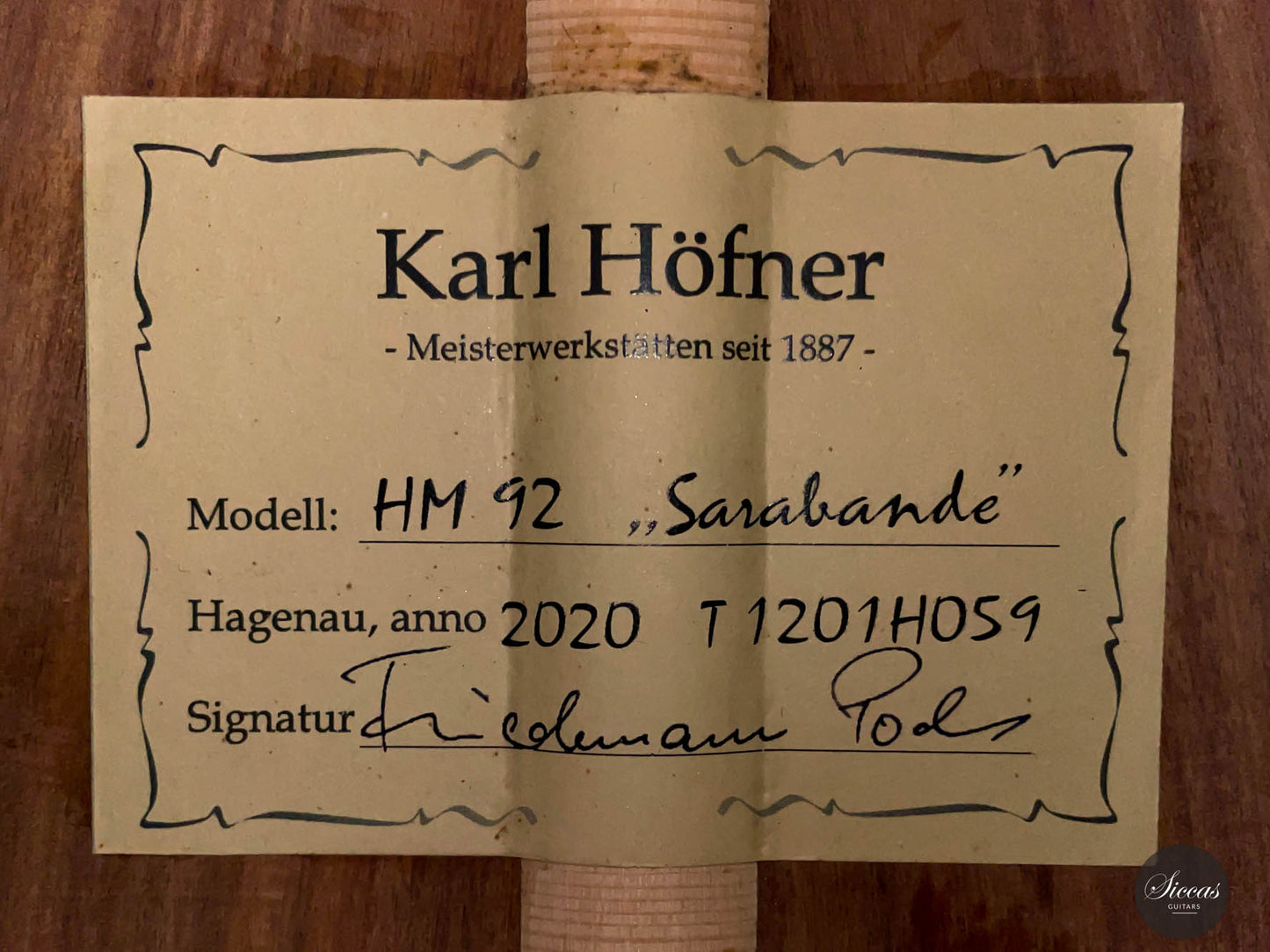 Karl Höfner - 2020 HM 92 Sarabande