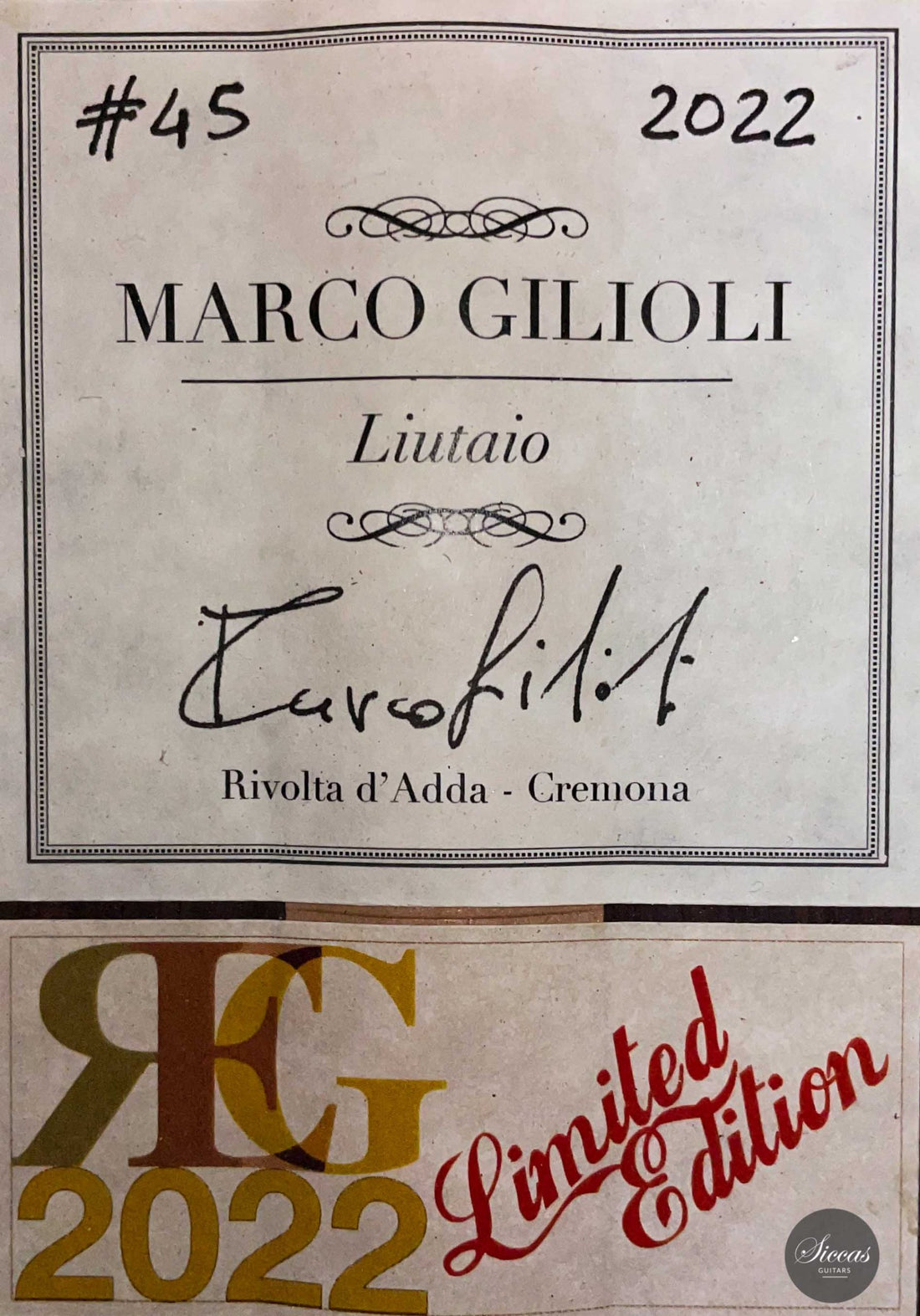 Marco Gilioli - 2022 No. 45 REG Limited Edition