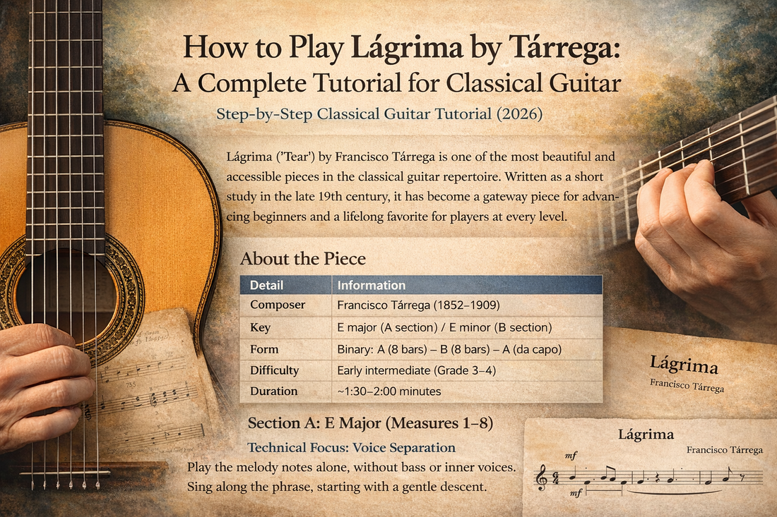 How to Play Lágrima by Tárrega: Step-by-Step Classical Guitar Tutorial (2026)