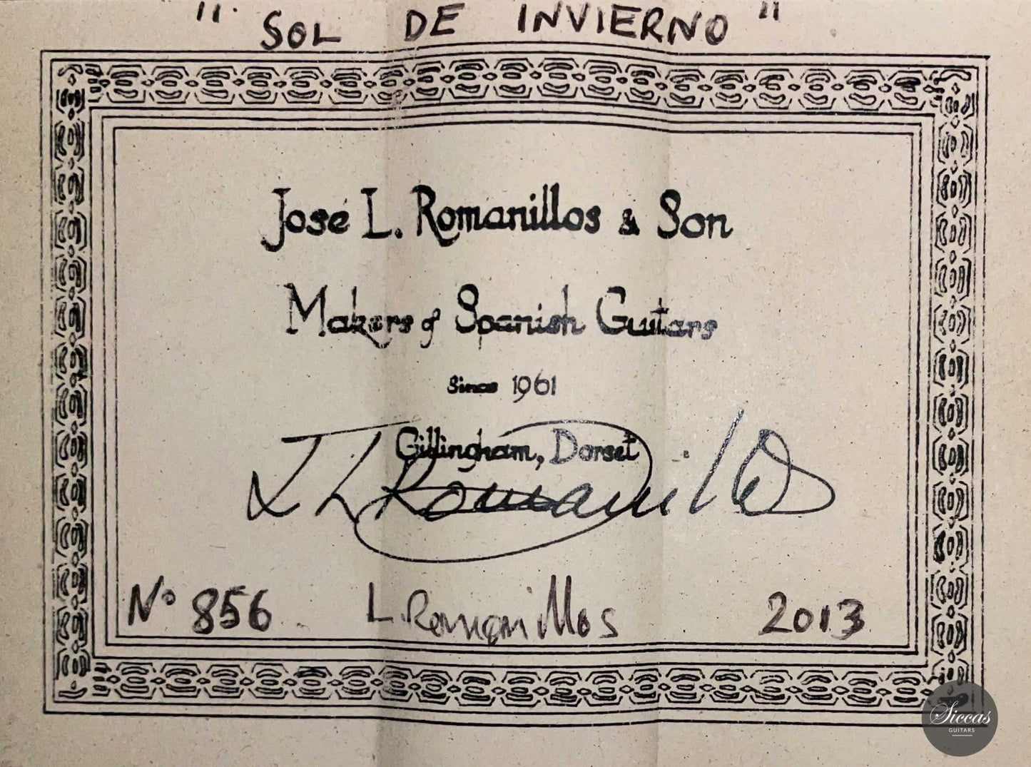 José Luis Romanillos & Son - 2013 "Sol de Invierno" No. 856