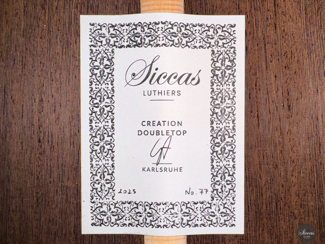 Siccas Luthiers - Creation Doubletop Spruce - Certificate