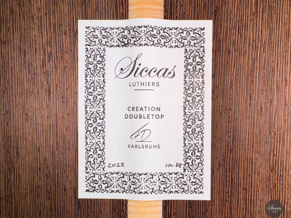 Siccas Luthiers - Creation Doubletop Cedar - Certificate